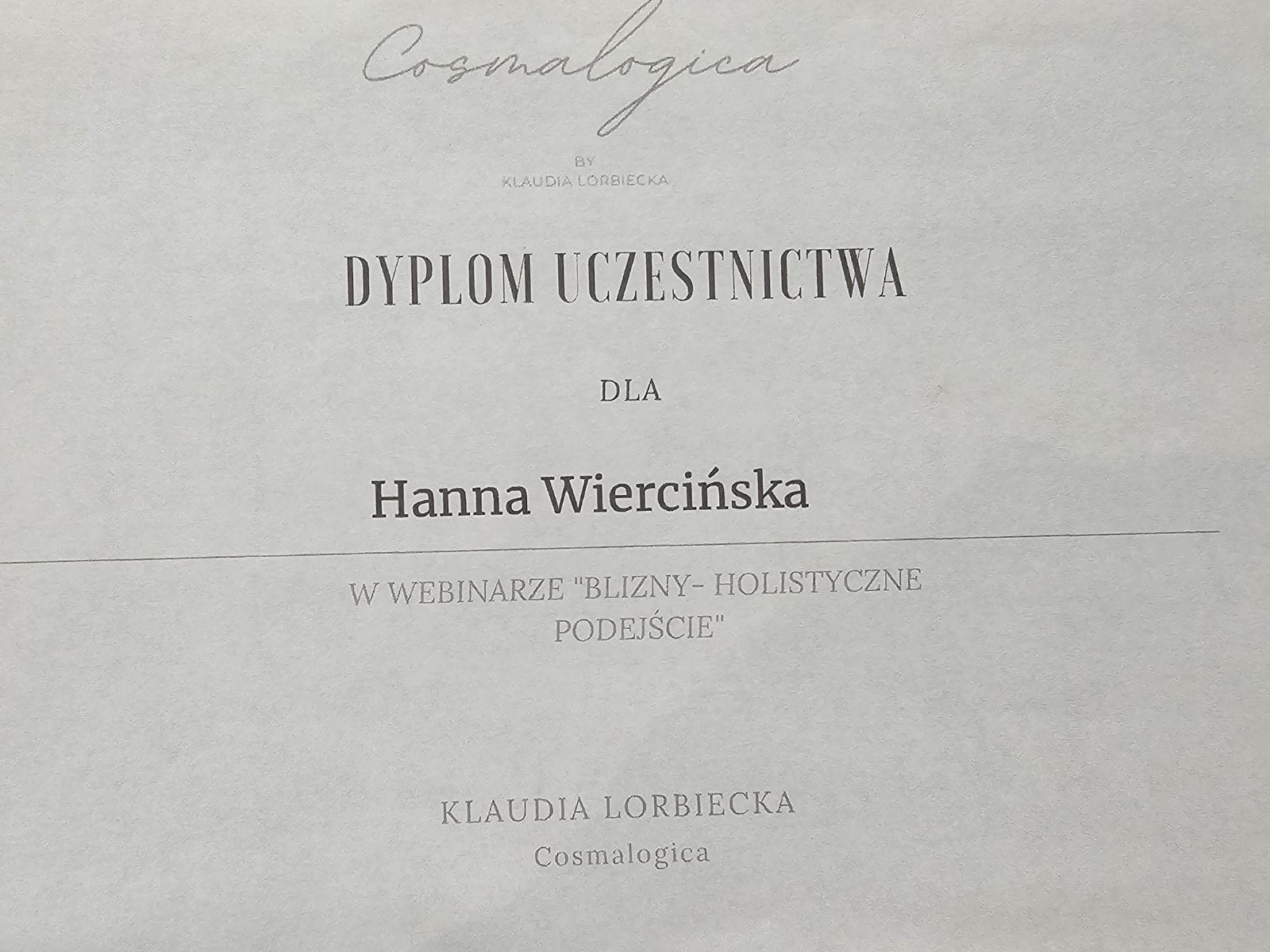 Certyfikat 2 - Hania Kosmetolog