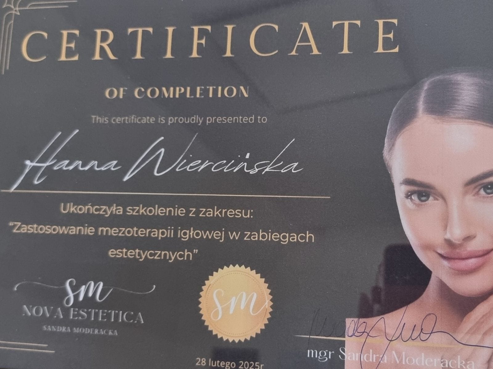 Certyfikat 1 - Hania Kosmetolog